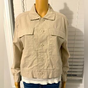 Pretty Catherine Malandrino size S khaki button up coat jacket NWT
